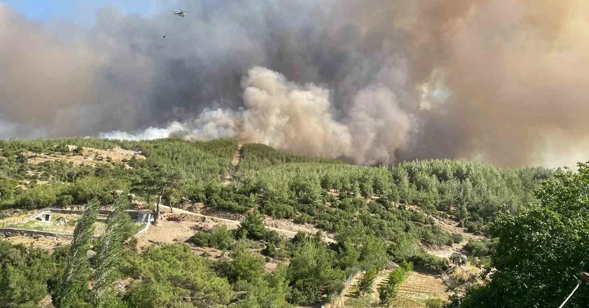 Aydın Çine Madran Dağı orman yangını Akbük yakınlarında müdahale süratle devam ediyor.