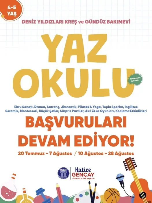 Didim Akbük Deniz Yıldızları Kreş ve Gündüz Bakımevi yaz okulu eğitimi alan çocuklar.
