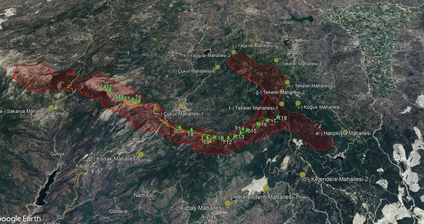 Akbük Latmos Dağları'nda RES projesi ve ağaç kesimi kaynaklı doğa tahribatı.