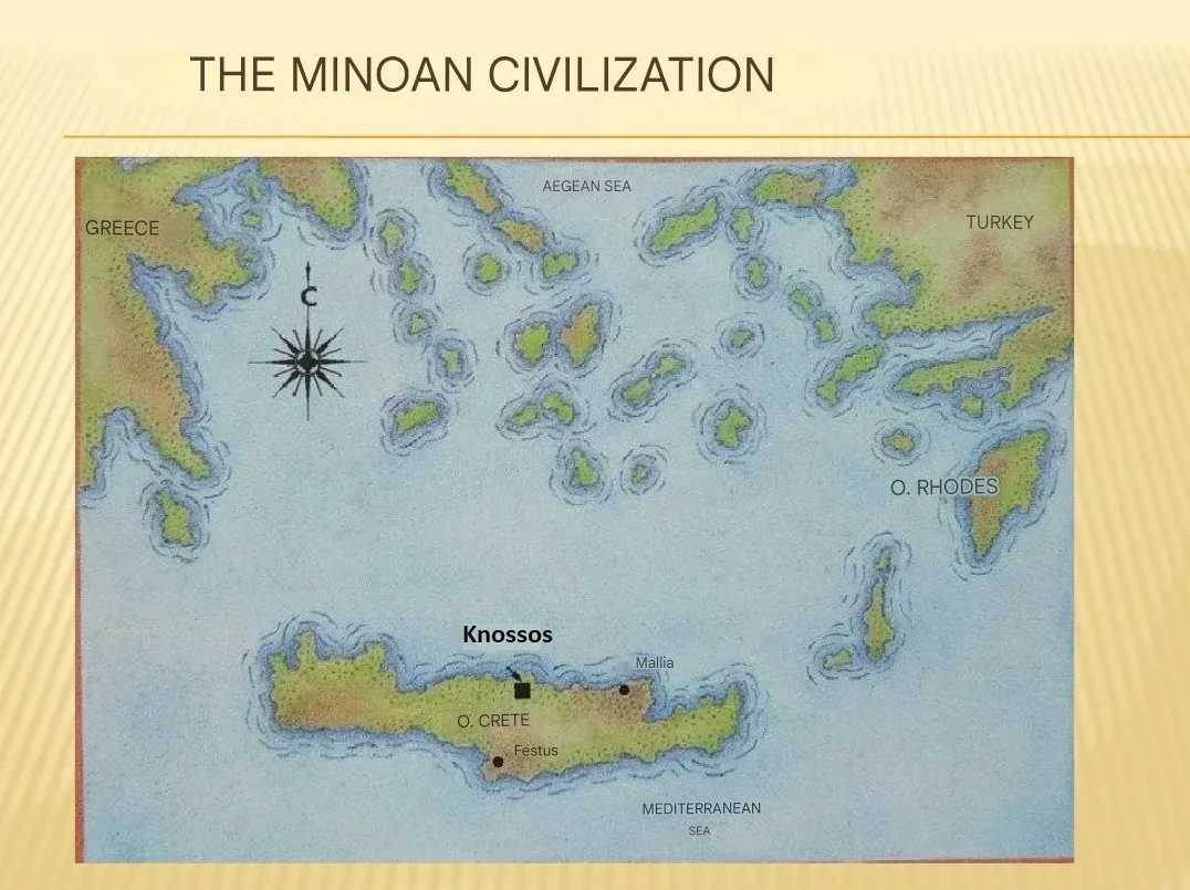 Ege ve Thera kıyılarında antik Minos medeniyeti deniz ticareti.