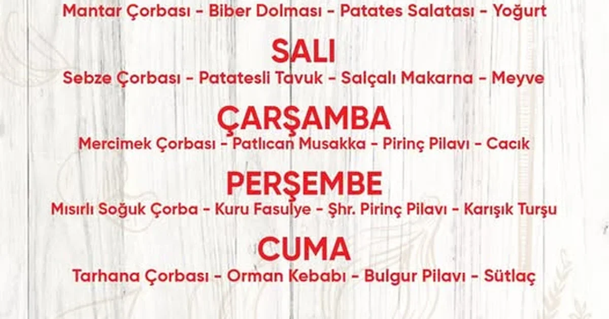 Didim Akbük Kent Lokantası ekonomik haftalık yemek menüsü